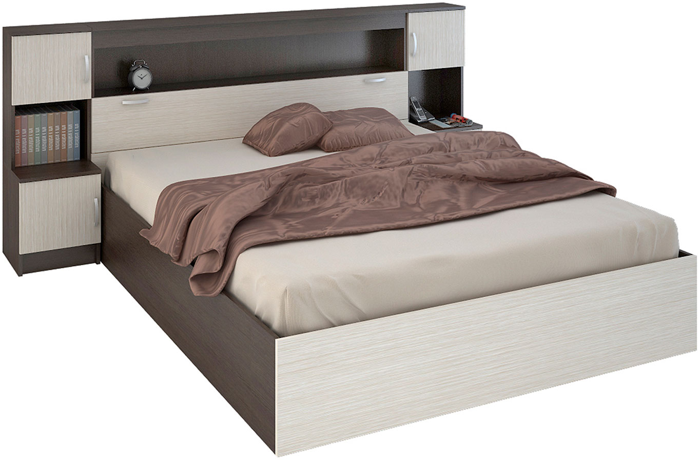 Кровать 2 спальная с ящиками Бася