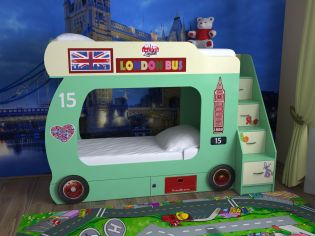 Детская двухъярусная кровать Автобус 2
